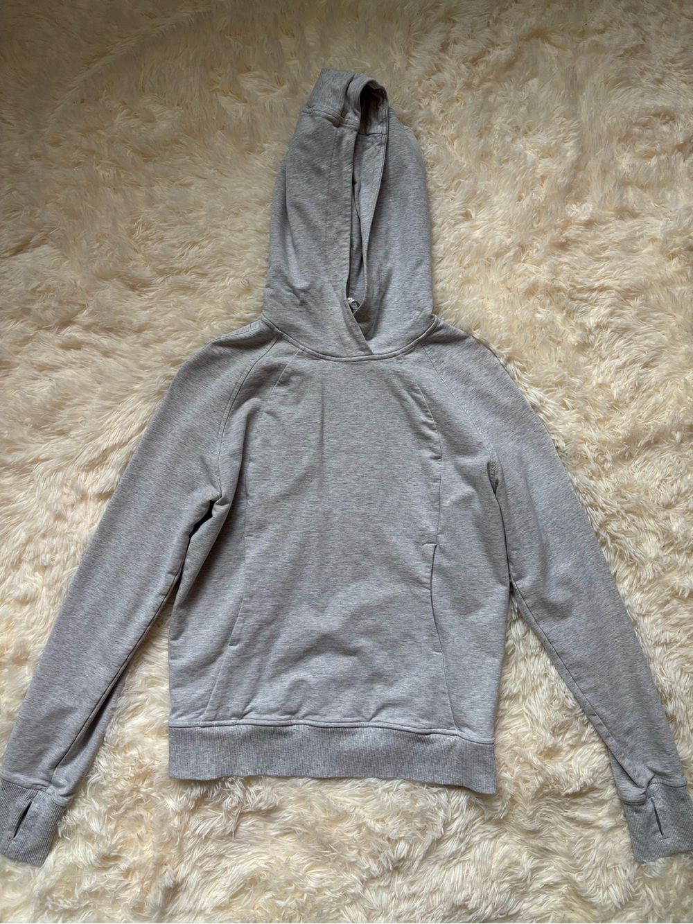 Lululemon Scuba Hoodie Light Gray Heather Pullover Thumbholes Size 2